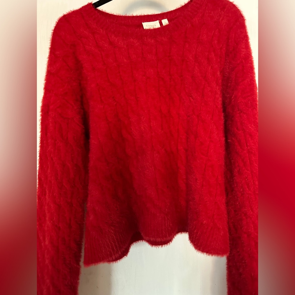 Cyrus Vibrant Red Fuzzy Sweater